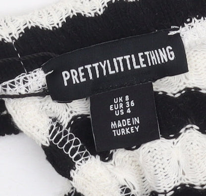 PRETTYLITTLETHING Women's Halter Striped Cropped Camisole Size 8