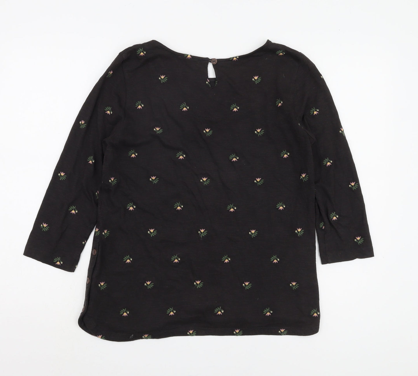Fat Face Women's Black Floral 3/4 Sleeve Blouse UK 8