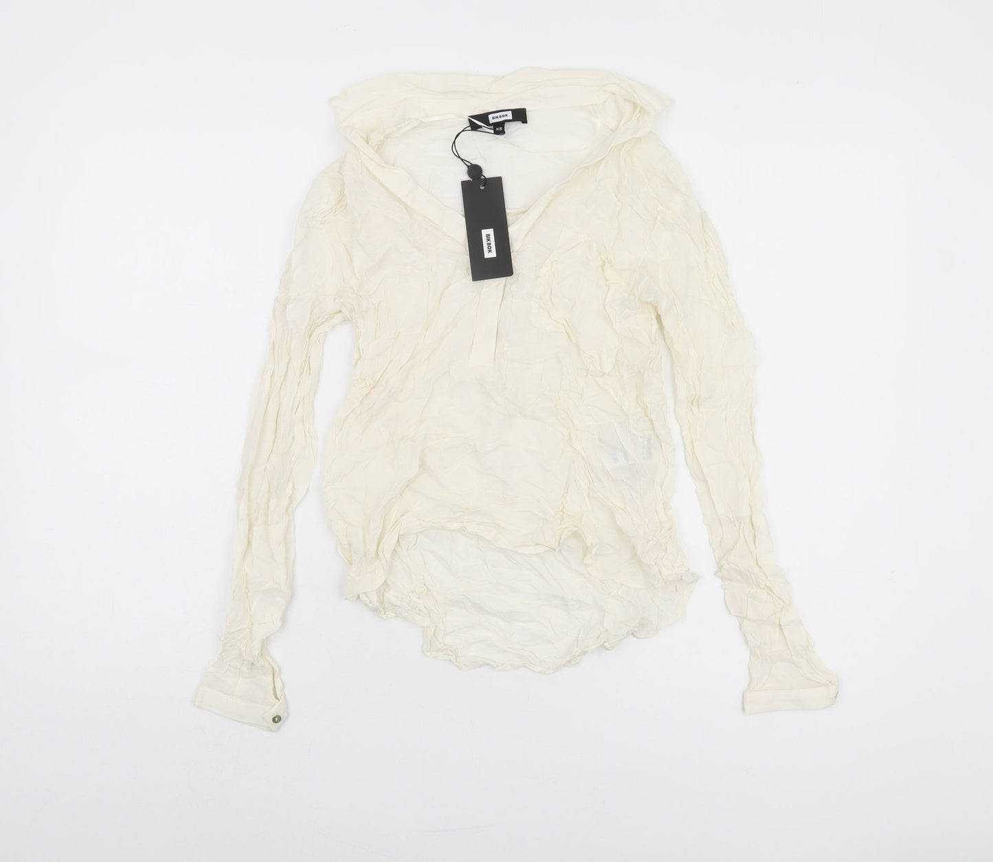 Bik Bok Ivory Long Sleeve V-Neck Blouse XS