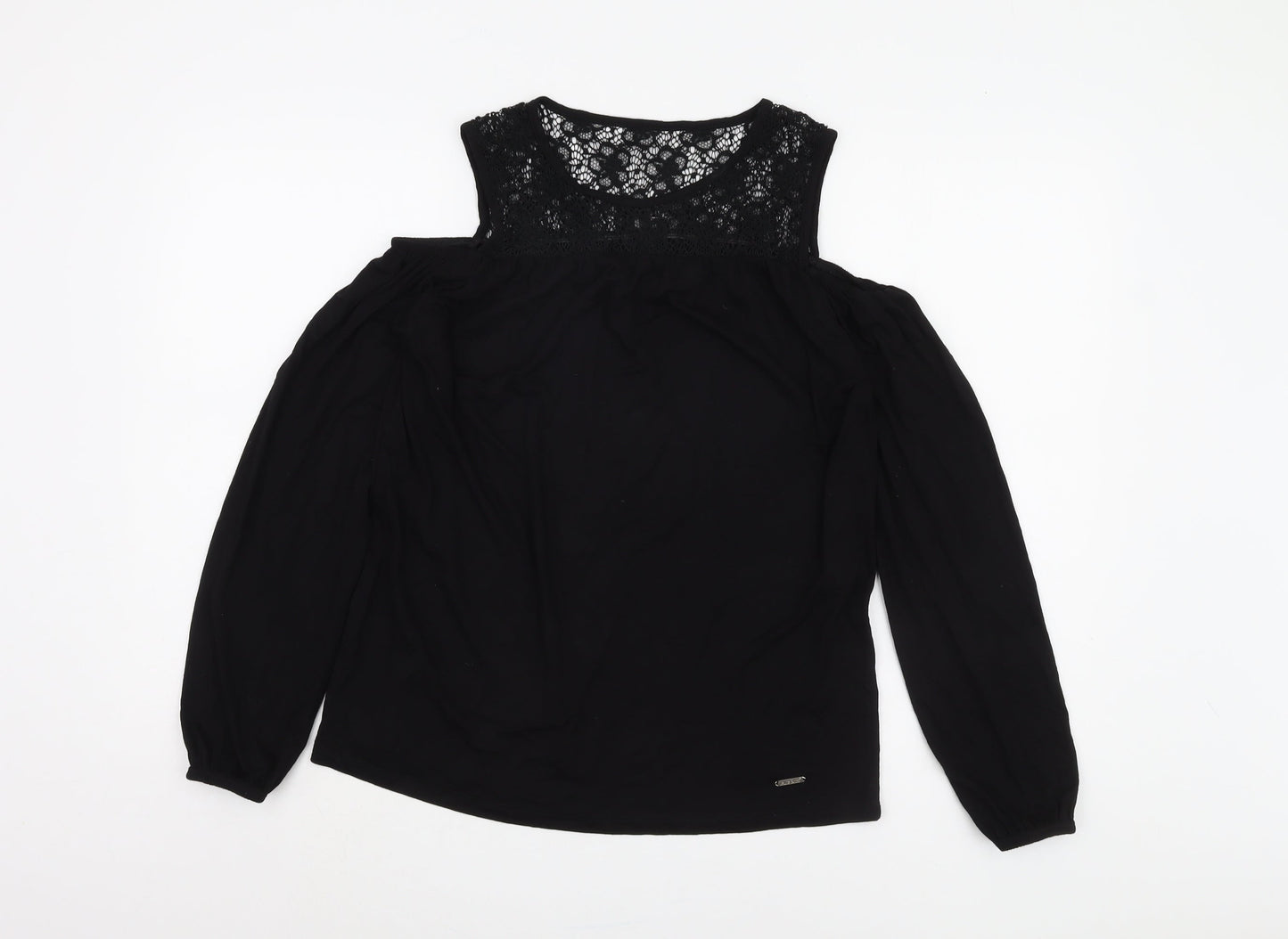 Laura Scott Black Off Shoulder Lace Blouse - Size 6 Women