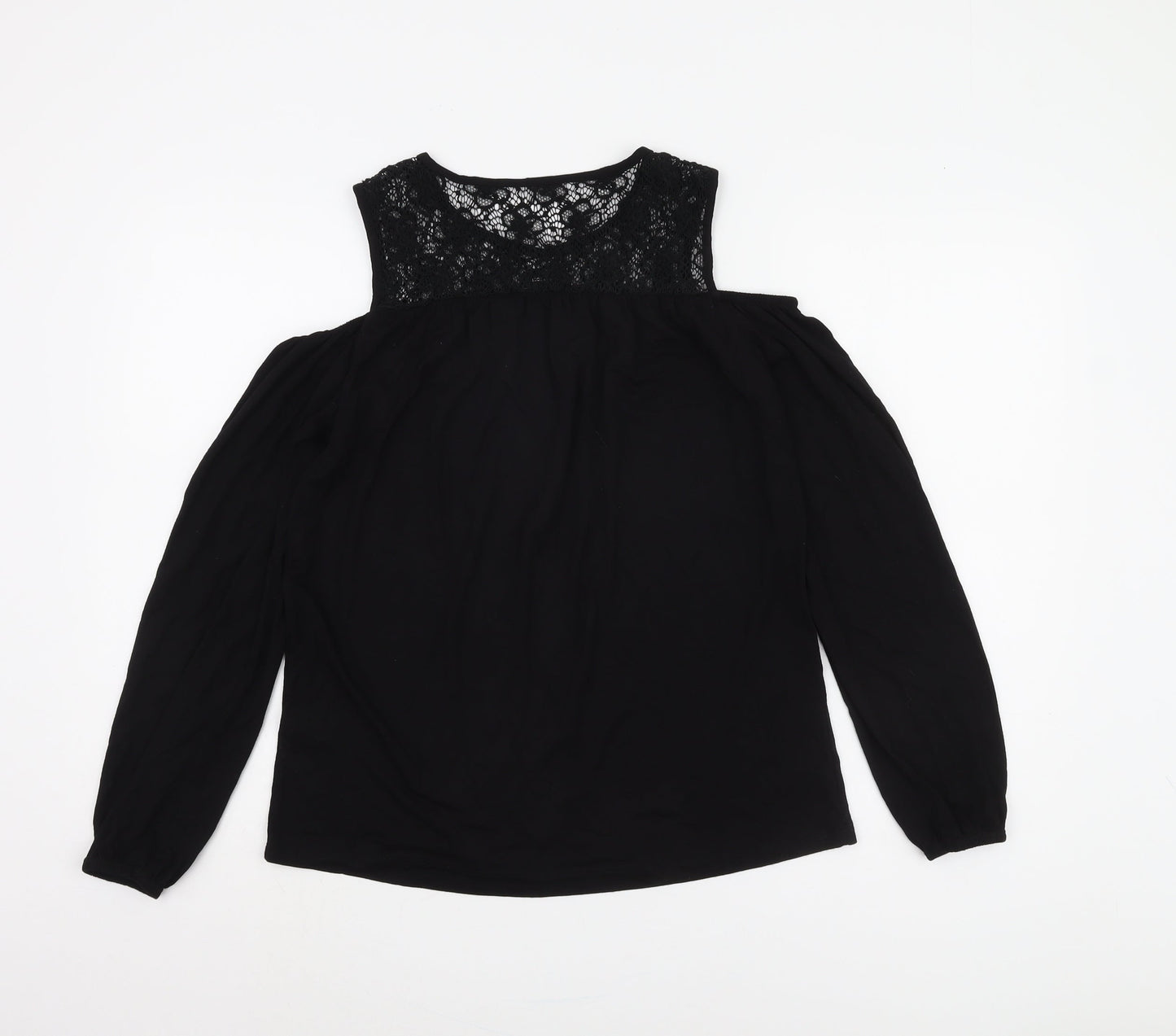 Laura Scott Black Off Shoulder Lace Blouse - Size 6 Women