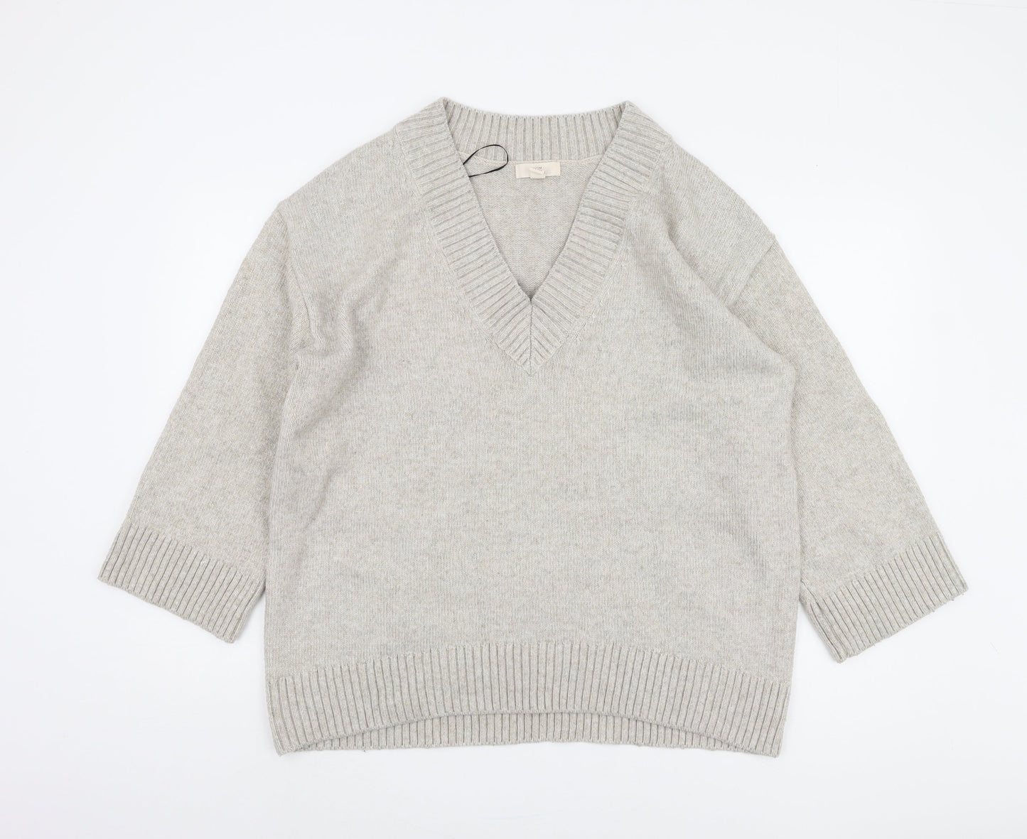 H&M Women's Grey V-Neck Pullover Jumper M