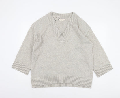 H&M Women's Grey V-Neck Pullover Jumper M