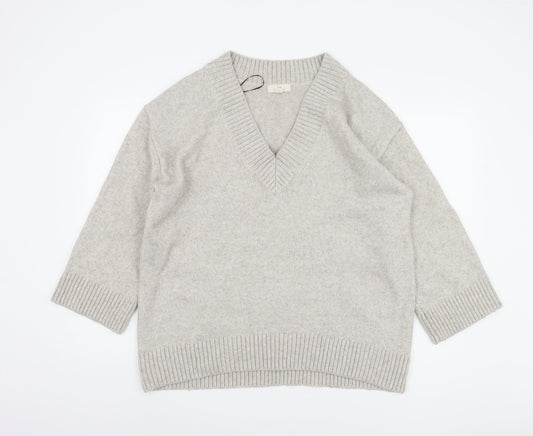 H&M Women's Grey V-Neck Pullover Jumper M