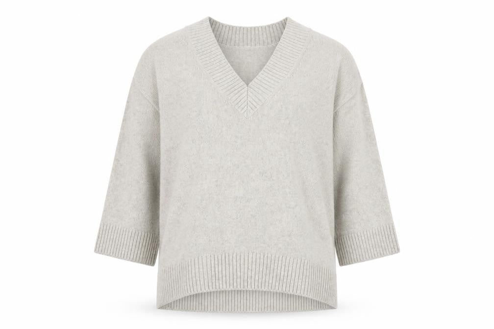 H&M Women's Grey V-Neck Pullover Jumper M