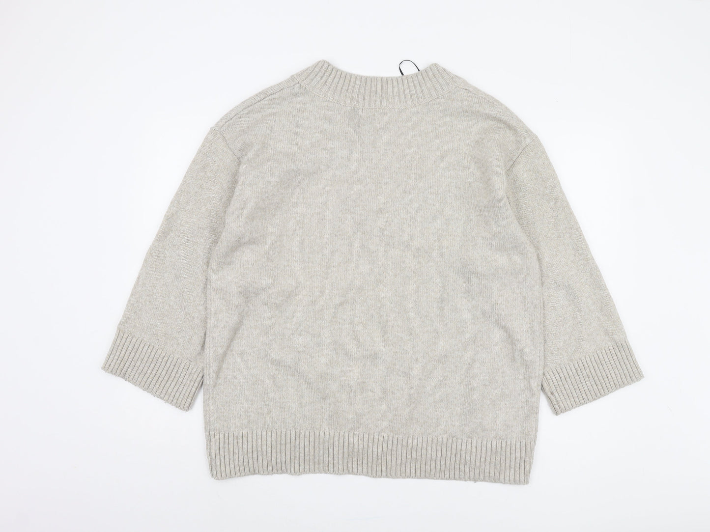 H&M Women's Grey V-Neck Pullover Jumper M