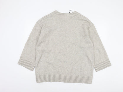 H&M Women's Grey V-Neck Pullover Jumper M