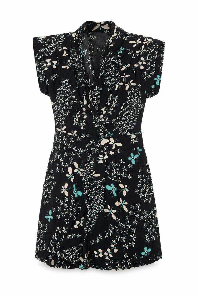 Warehouse Women's Black Floral Playsuit Size 8