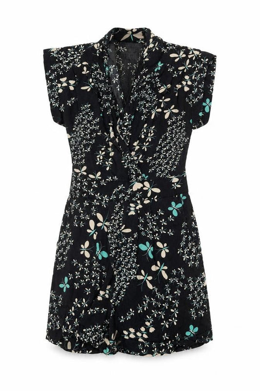 Warehouse Women's Black Floral Playsuit Size 8