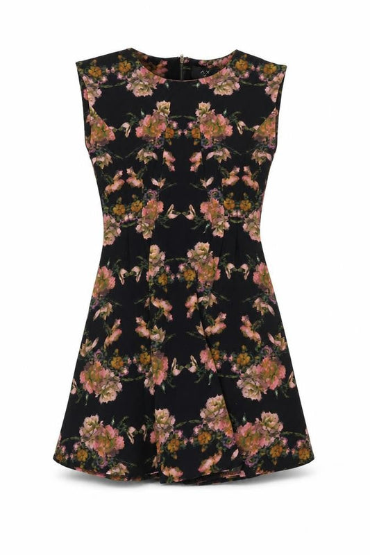 AX Paris Women's Black Floral Fit & Flare Dress Size 10