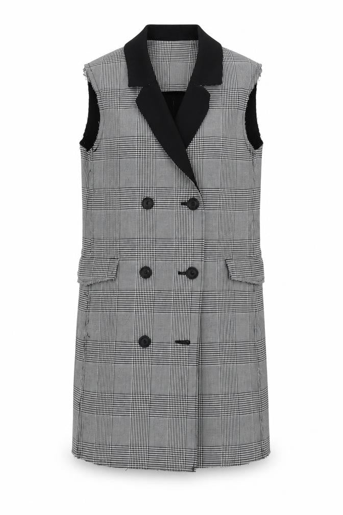 Topshop Women's Checked Waistcoat Black Size 10