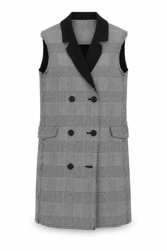 Topshop Women's Checked Waistcoat Black Size 10