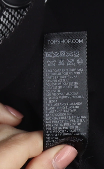 Topshop Women's Checked Waistcoat Black Size 10