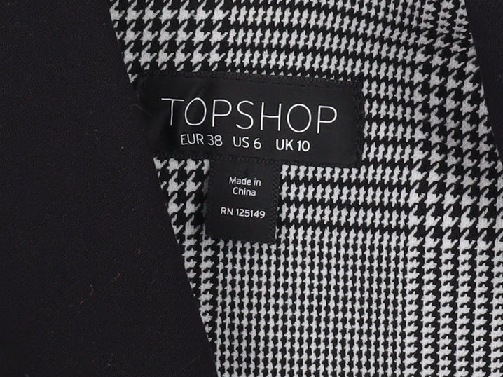 Topshop Women's Checked Waistcoat Black Size 10