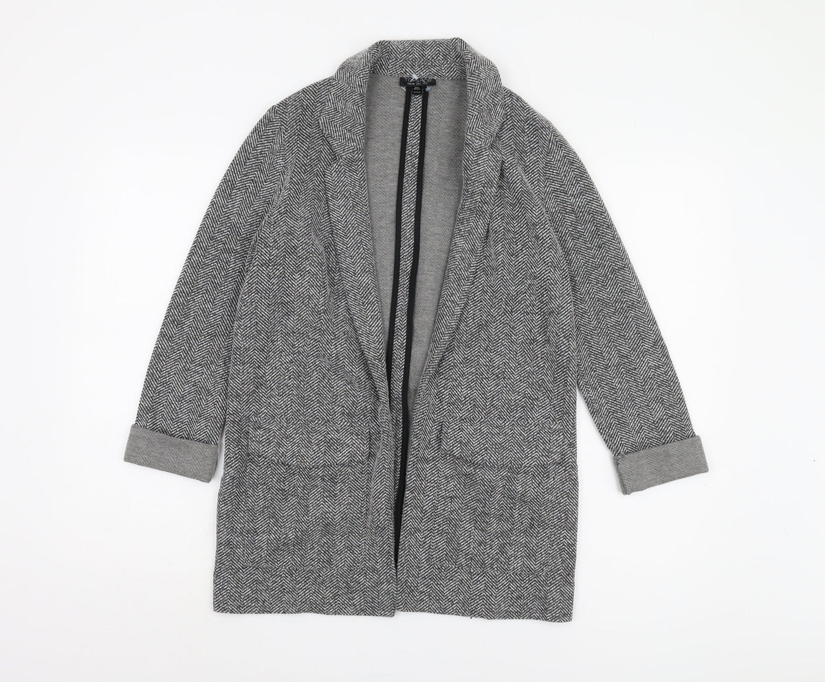 Topshop Grey Herringbone Coatigan, Women's Size 8