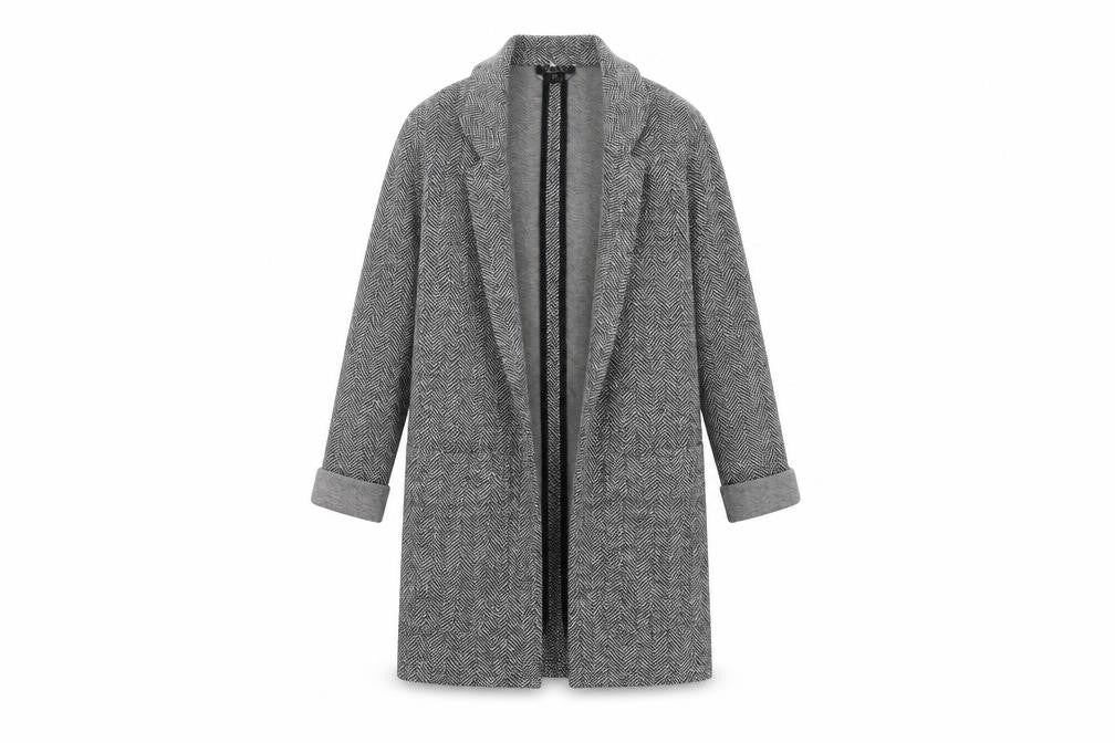 Topshop Grey Herringbone Coatigan, Women's Size 8