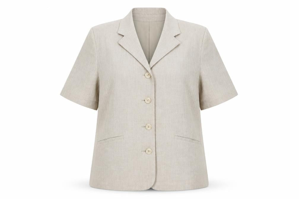 Bonmarché Women's Beige Blazer Size 16 Short Sleeve
