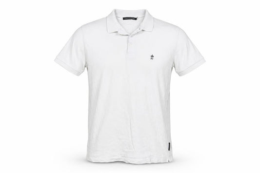 French Connection Men's White Polo, Size L, Casual Short Sleeve