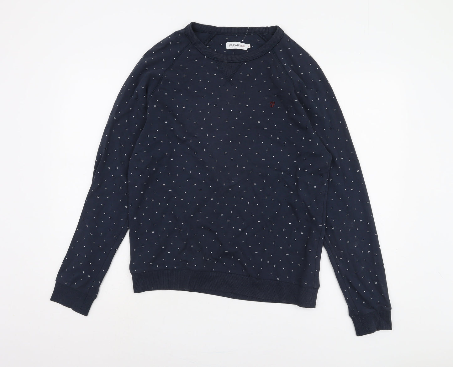 Farah Unisex Blue M Pullover Sweatshirt, Casual Cotton