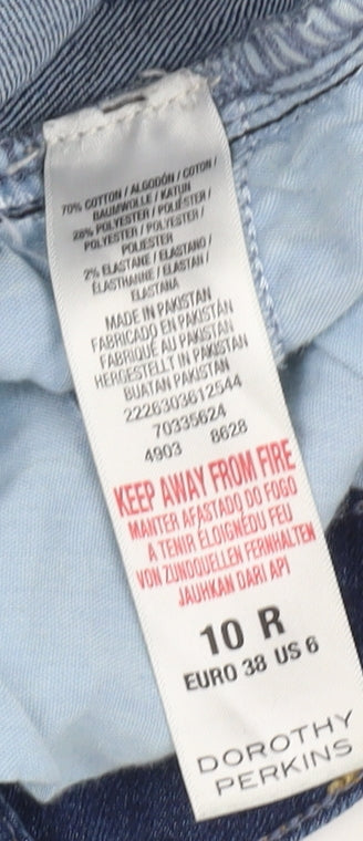 Close-up detail of Dorothy Perkins Women’s Blue Skinny Jeans, size UK 10