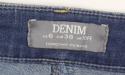 Brand and care label for Dorothy Perkins Women’s Blue Skinny Jeans, size UK 10