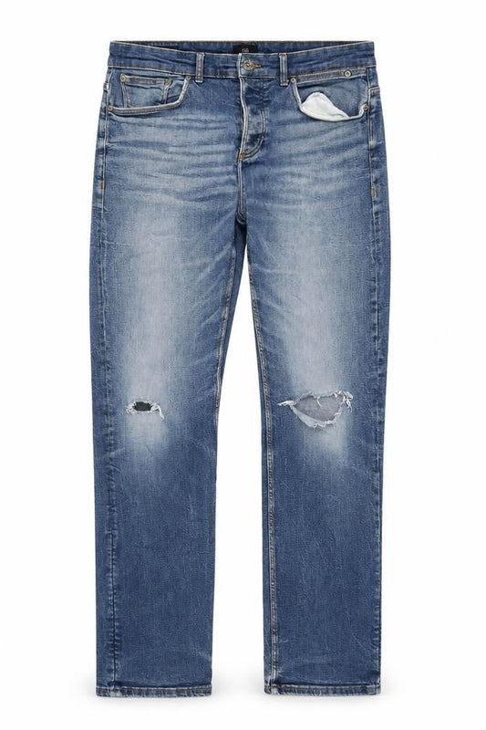 River Island Blue Denim Mens Jeans, 34L, Distressed