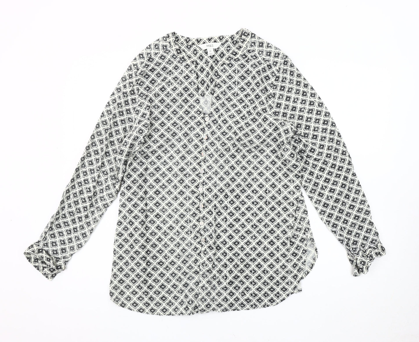 Marks & Spencer Women's Black Geometric Blouse Size 10