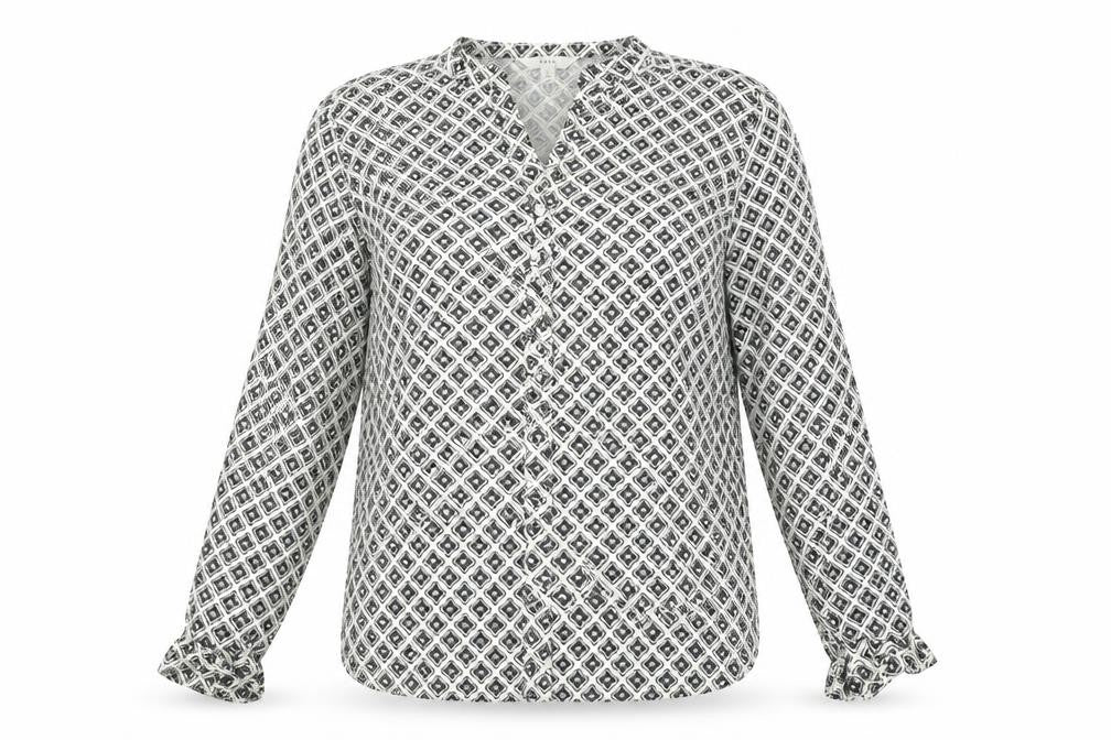 Marks & Spencer Women's Black Geometric Blouse Size 10