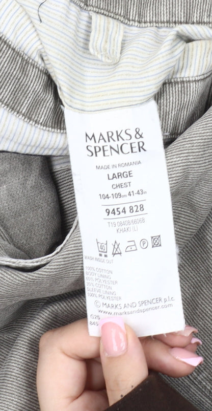 Preloved Marks & Spencer Men's Grey Cotton Blazer - Large 41-43" - Detail