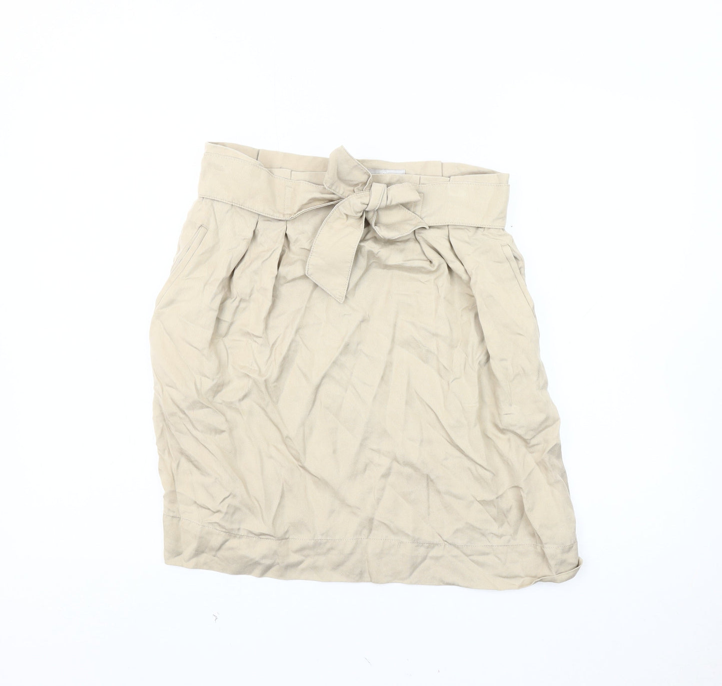 Zara Women's Beige Knee Length Bow Skirt, Size 12