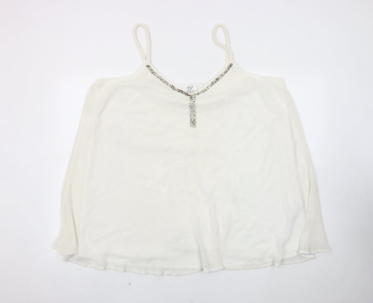 Joanna Hope Women's White Beaded Camisole Tank Top Size 22