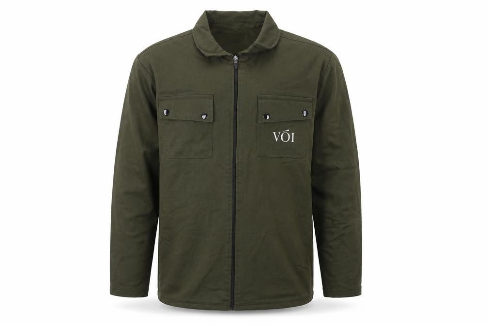 Voi Men's Green Basic Jacket L, Logo Accent, Zip Closure