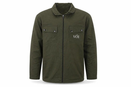 Voi Men's Green Basic Jacket L, Logo Accent, Zip Closure