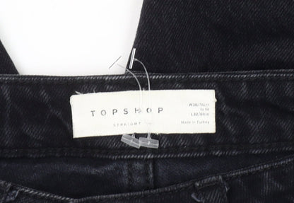 Topshop Mens Black Straight Jeans Size 30