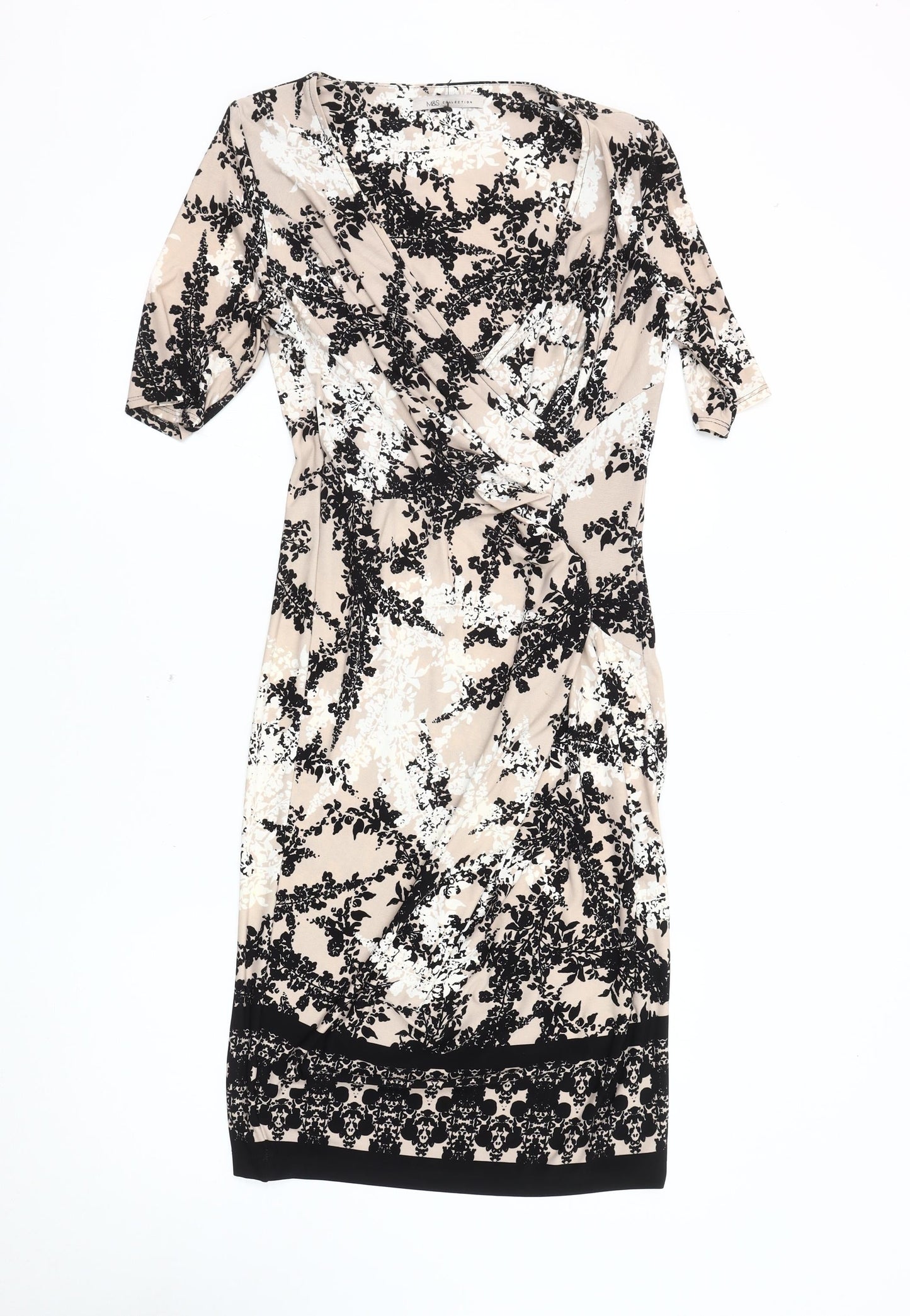 Marks & Spencer Women's Beige Floral Dress Size 10