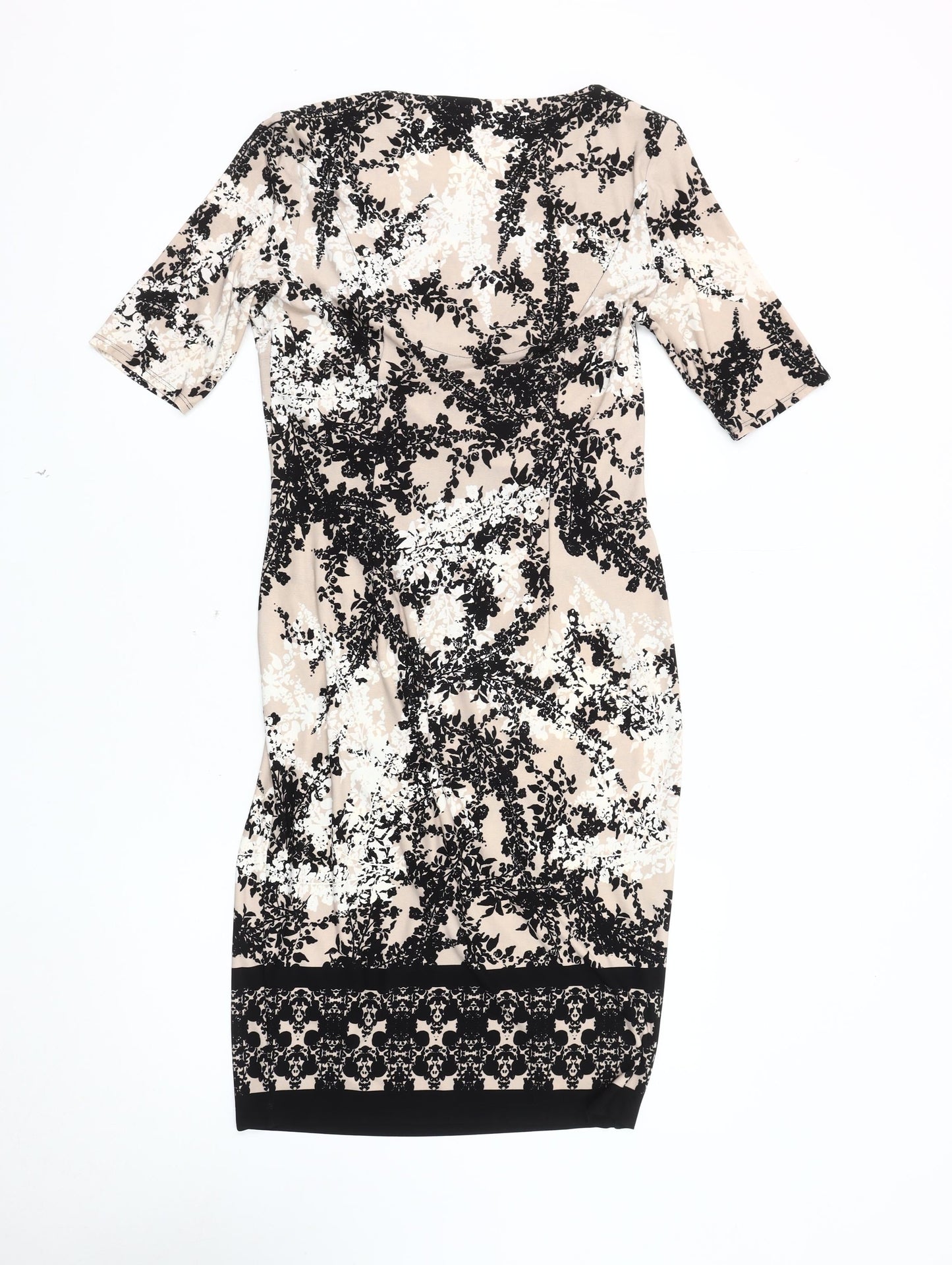 Marks & Spencer Women's Beige Floral Dress Size 10