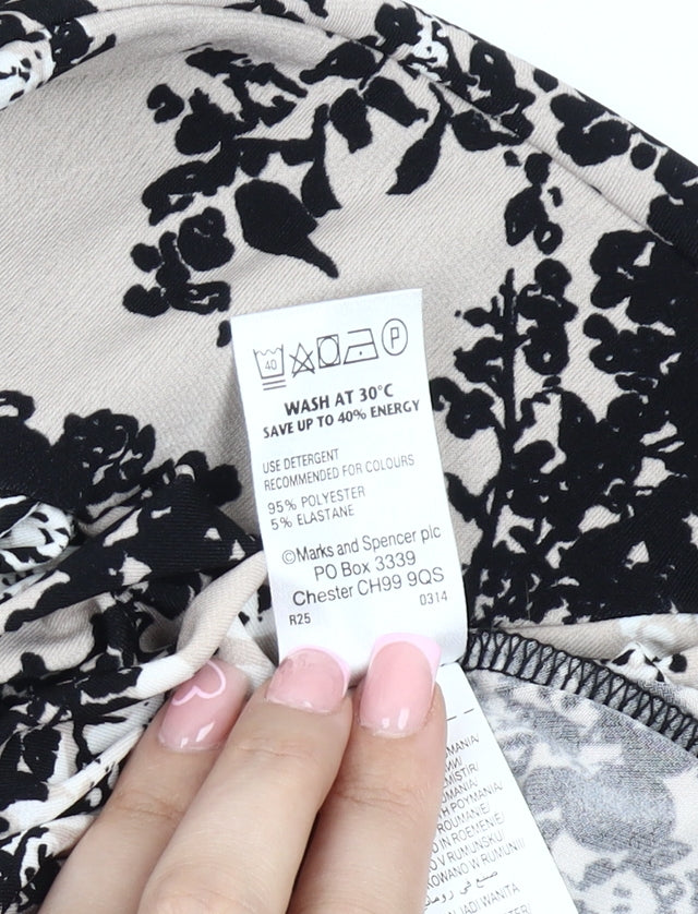 Marks & Spencer Women's Beige Floral Dress Size 10