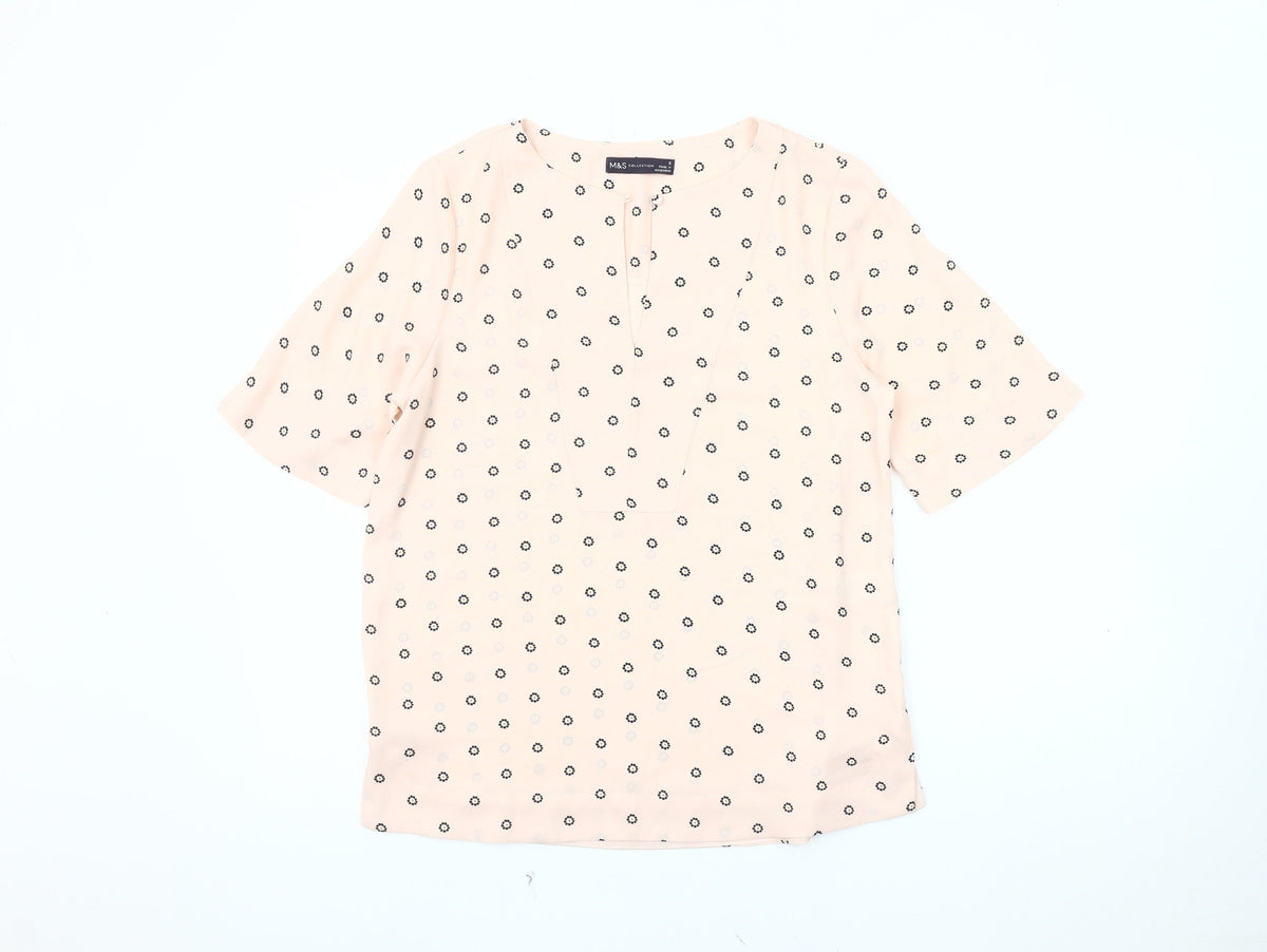 Marks & Spencer Women's Pink Floral Blouse - Size 8