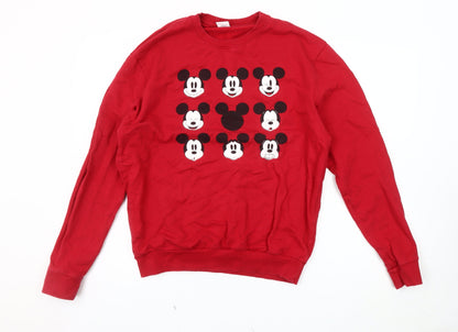 Preloved Disney Unisex Red Mickey Sweatshirt, Size 10, Pullover - Front