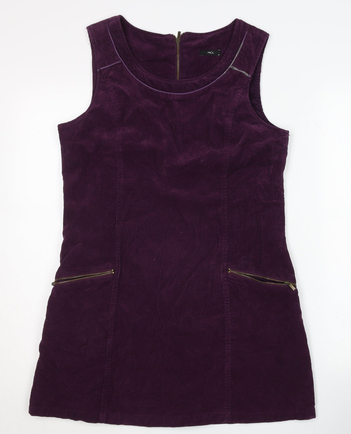 M&Co Women's Purple Corduroy Pinafore Dress Size 12