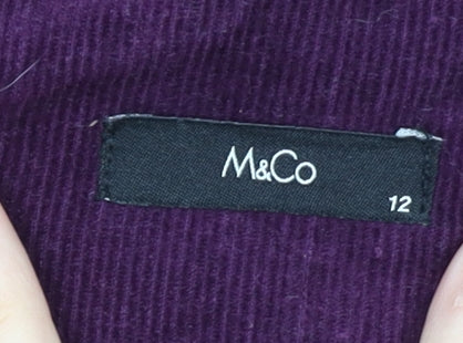 M&Co Women's Purple Corduroy Pinafore Dress Size 12
