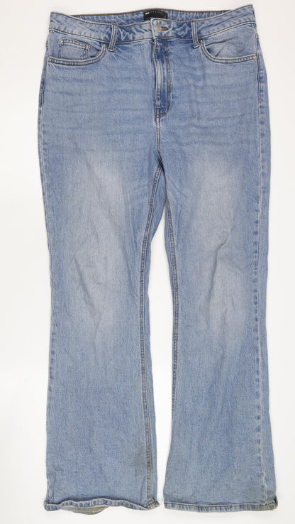 Additional front view of ASOS Women's Blue Straight Jeans, 8XL, Distressed, Good Condition