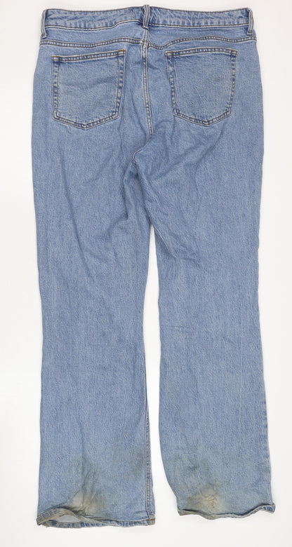 Back view of ASOS Women's Blue Straight Jeans, 8XL, Distressed, Good Condition