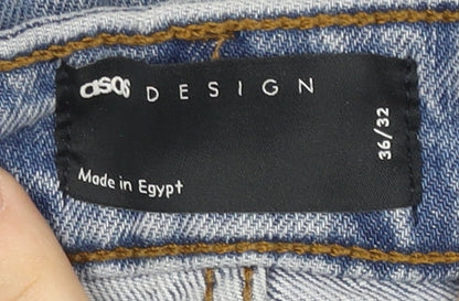 Additional view of ASOS Women's Blue Straight Jeans, 8XL, Distressed, Good Condition