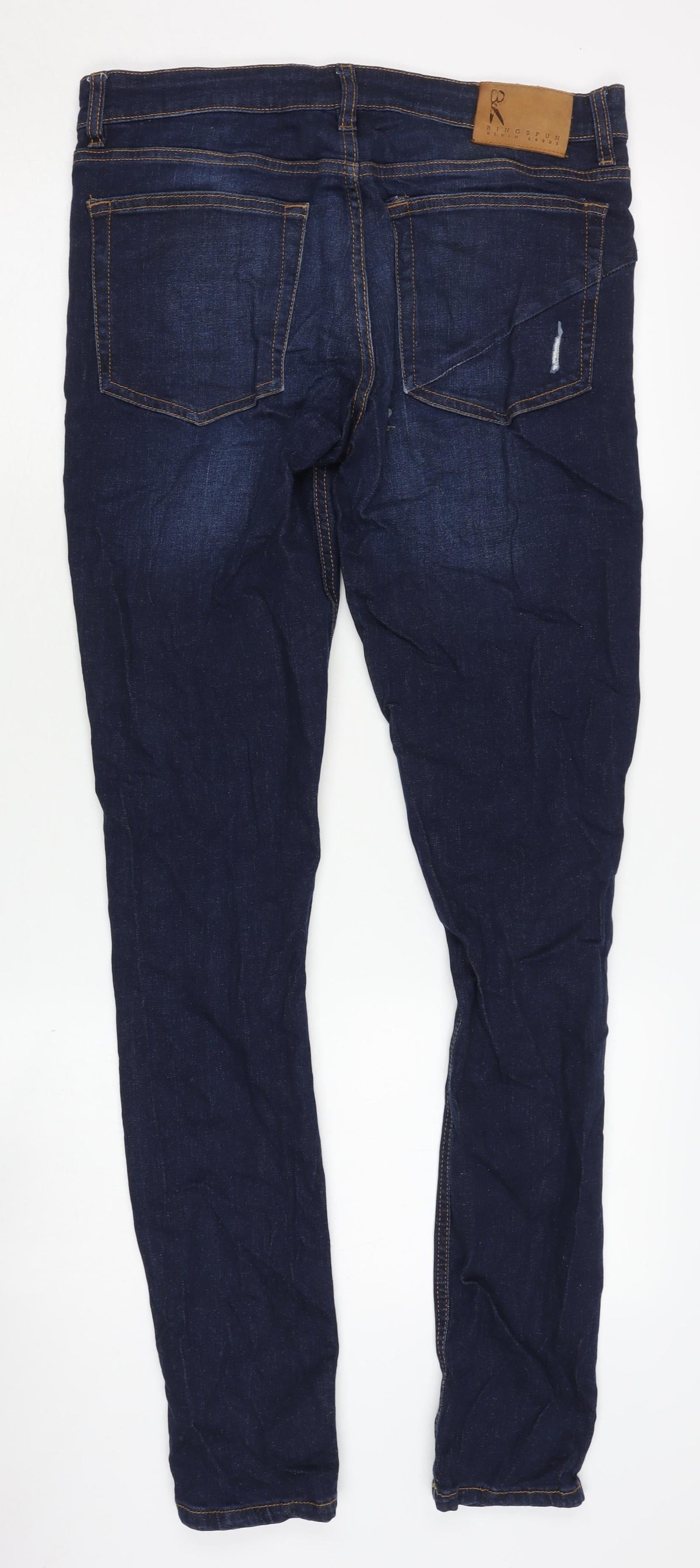 Ringspun Men's Blue Skinny Jeans, Size 32, Distressed