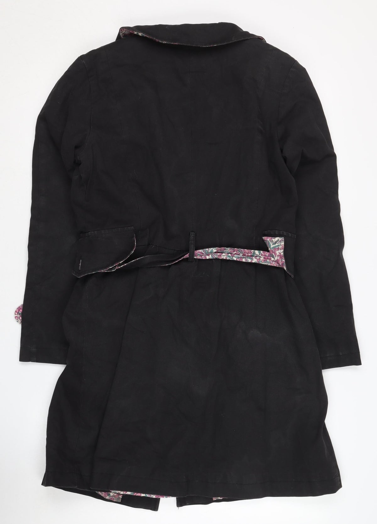 JAM Women's Black Belted Long Coat Size UK-7