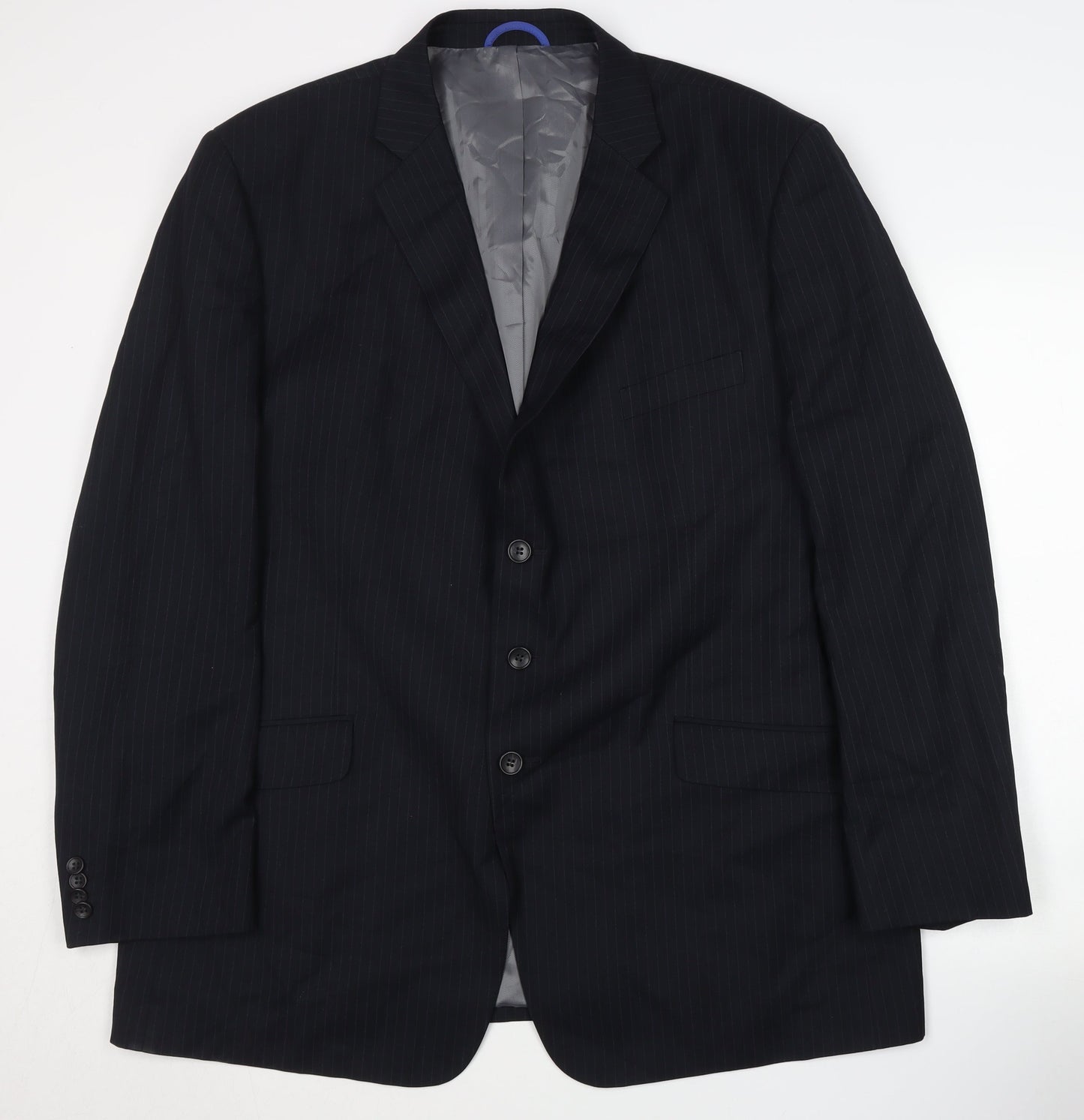 Jack Reid Men's Black Striped Blazer, 48 Regular