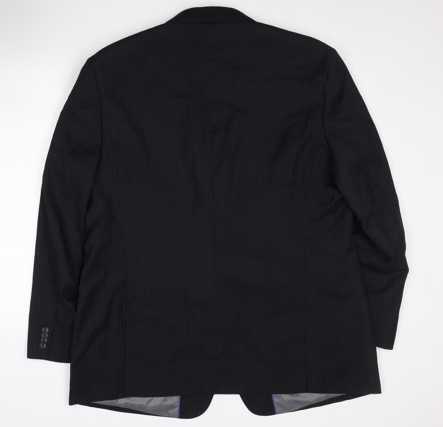 Jack Reid Men's Black Striped Blazer, 48 Regular