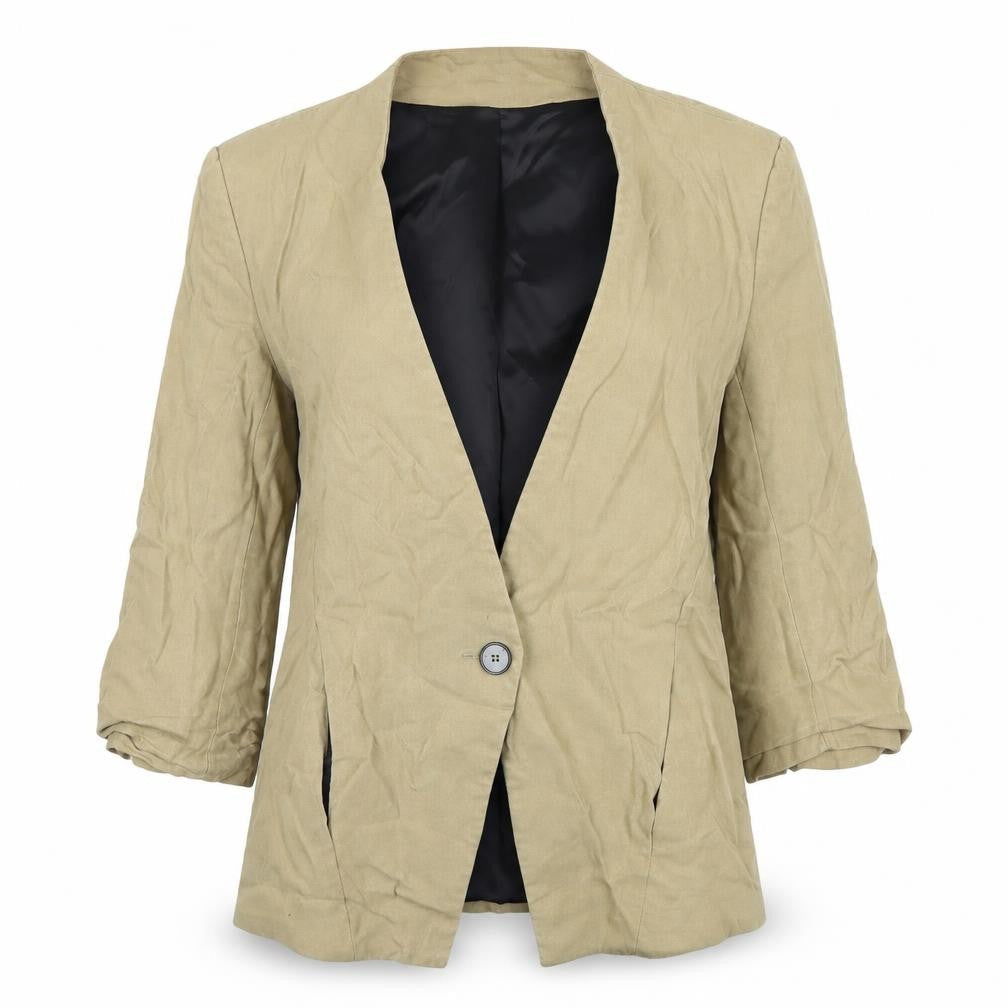 Zara Women's Beige Blazer Size XS Regular Fit Linen