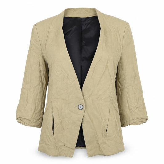 Zara Women's Beige Blazer Size XS Regular Fit Linen